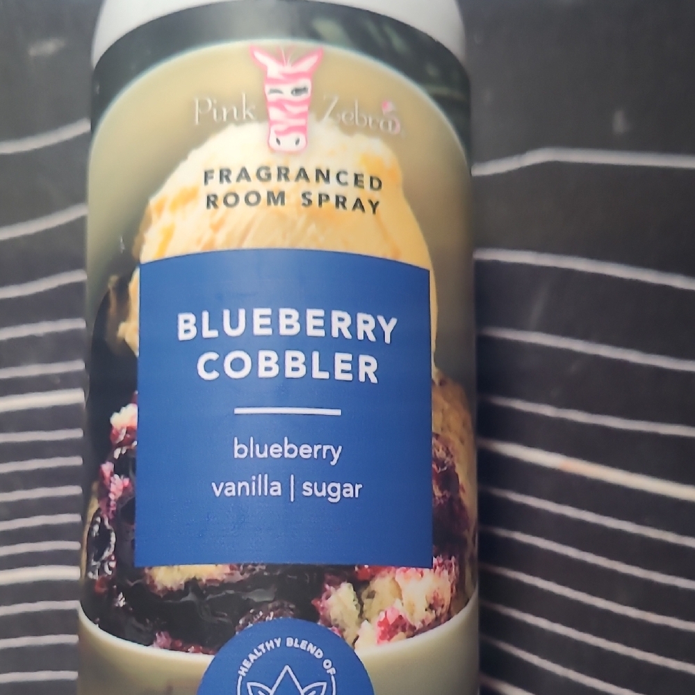 Pink Zebra Blueberry Cobbler Fragranced Spray - Blue and Cream